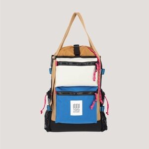 Topo Designs Retro Multicoloured River Bag with mesh sides and cinch top